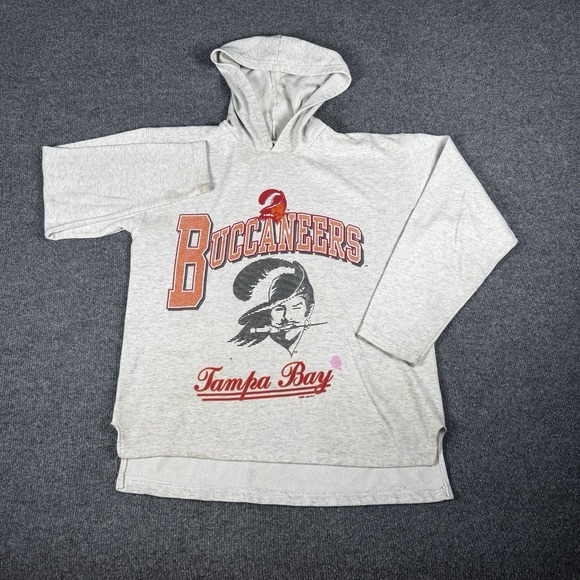 Trench Other - Vintage Tampa Bay Buccaneers 1993 Gray Pullover Hoodie 90s Graphic Old Logo